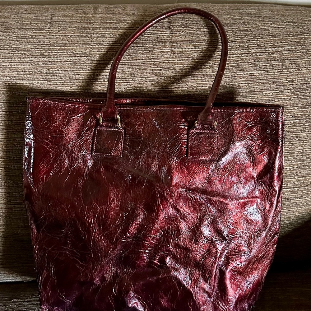 Elegant Burgundy Faux Leather Tote Bag